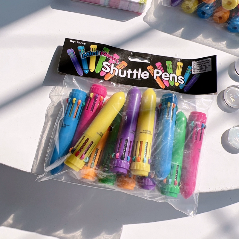 外贸胖胖款10色按动彩色圆珠笔手帐笔一包