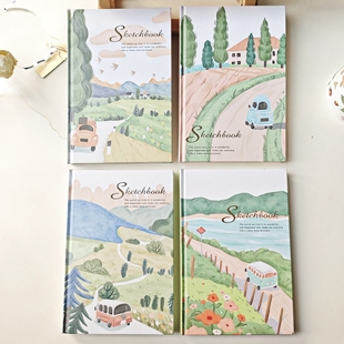 新款特价 外贸A5精装本空白本 素描本速写本绘画本四本一套