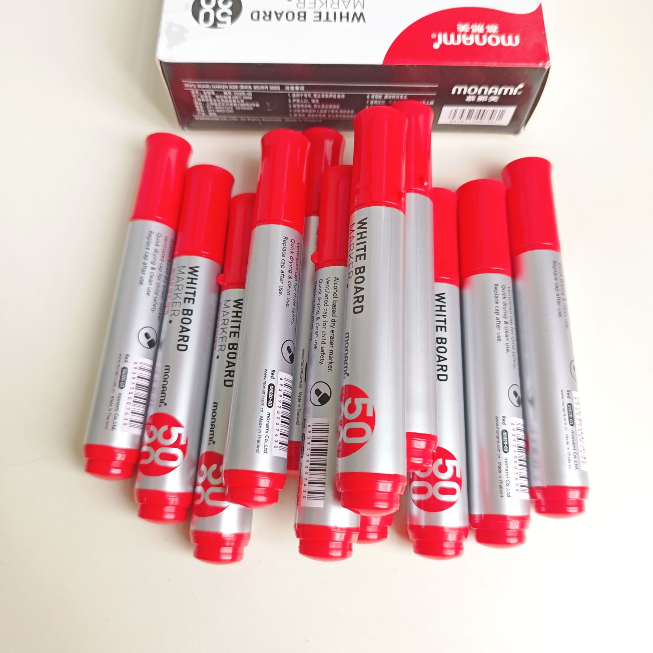 monami白板笔红笔大号一盒12支