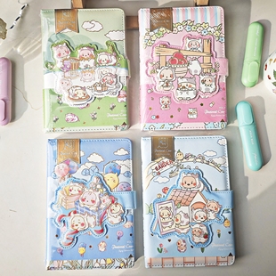 394 A5彩页磁扣皮面本手账本四本一套A1 特价 加厚牧野记