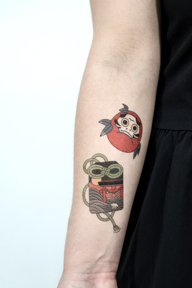 原创设计小众防水持久仿真日式传统御守福袋卡通儿童男女纹身贴纸