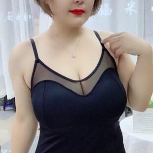 加大码 美背冰丝内衣女抹胸裹胸蕾丝性感打底吊带背心带胸垫2209