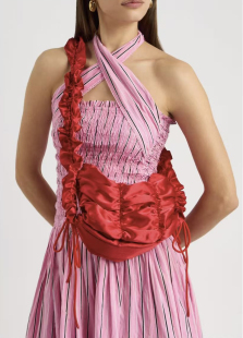Ruched satin shoulder bag荷叶边单肩斜挎包 婚礼新娘包婚庆包女