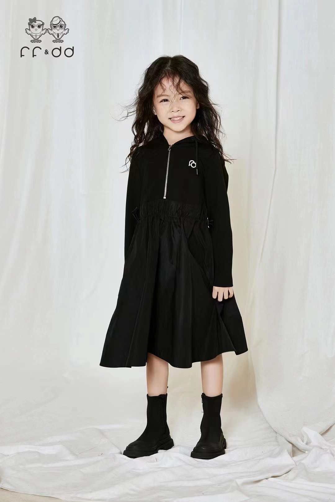 24春夏新女童连帽拉链拼接收腰系带长袖休闲连衣裙FF&DD专柜代购,童装/婴儿装/亲子装,连衣裙,淘宝优惠券,粉丝福利购,淘宝优惠卷