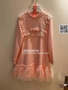 22秋季 女童气质名媛长袖 新品 蕾丝公主礼服连衣裙力高芘熊正品 代购