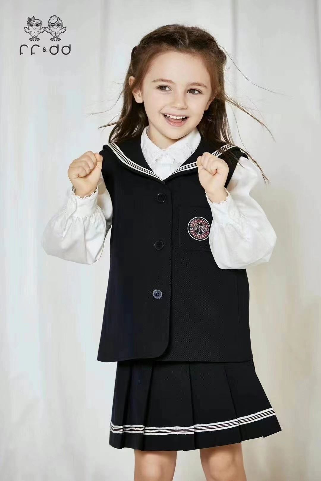 24春夏新品学院风女童海军领马夹休闲百褶裙水手服套装FF&DD代购,童装/婴儿装/亲子装,套装,淘宝优惠券,粉丝福利购,淘宝优惠卷
