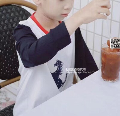 男女童拼色logo印花休闲运动T恤