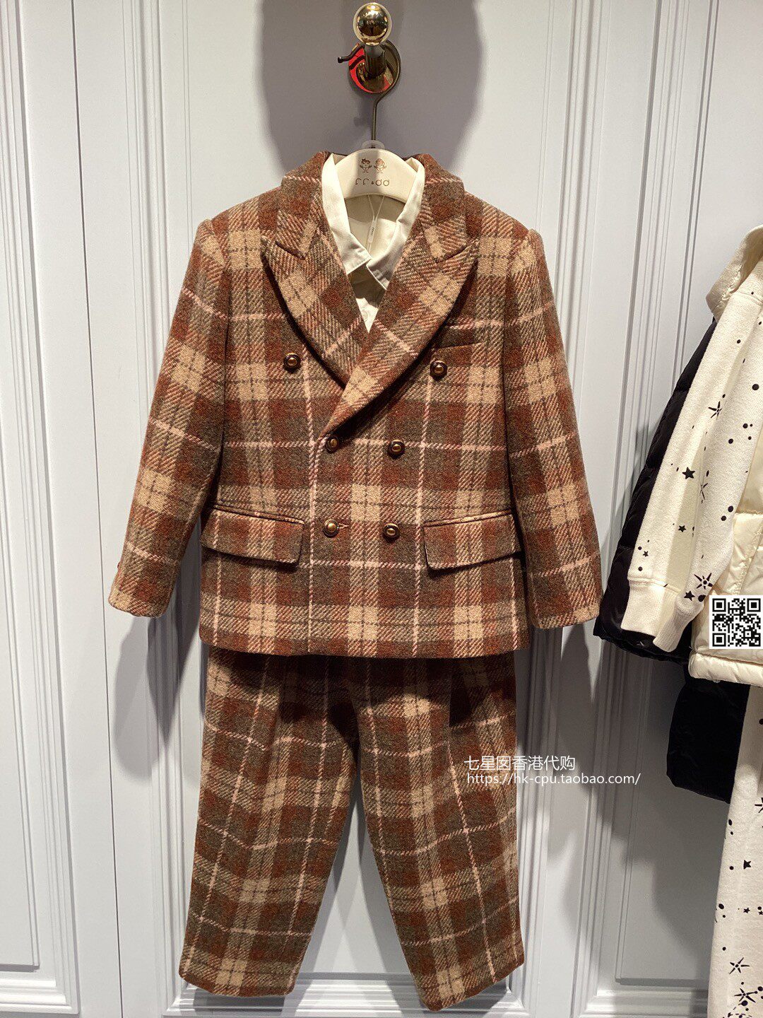23秋冬新品学院风双排扣西装外套西裤两件套潮男童FF&DD专柜代购