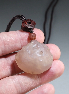 【天然孔洞】戈壁玛瑙原石挂件 白玉髓个性挂件 楼叔孤品