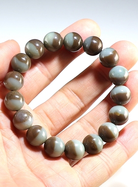 【聚宝盆】和田玉手串 糖青白玉半山半水手链微瑕送证书 楼叔孤品