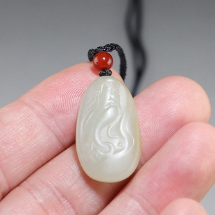 [特价款]新疆和田玉籽料关公小挂件天然青白玉武财神吊坠楼叔孤品