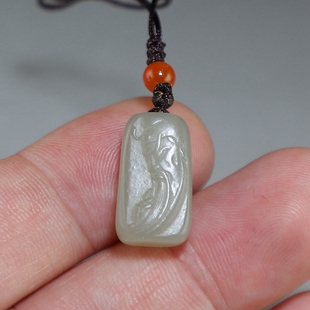 [特价款]新疆和田玉关公小挂件 天然青白玉武财神吊坠 楼叔孤品
