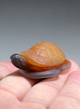 【金钱龟】纯手工雕刻玛瑙俏色巧雕小摆件 茶宠 楼叔孤品