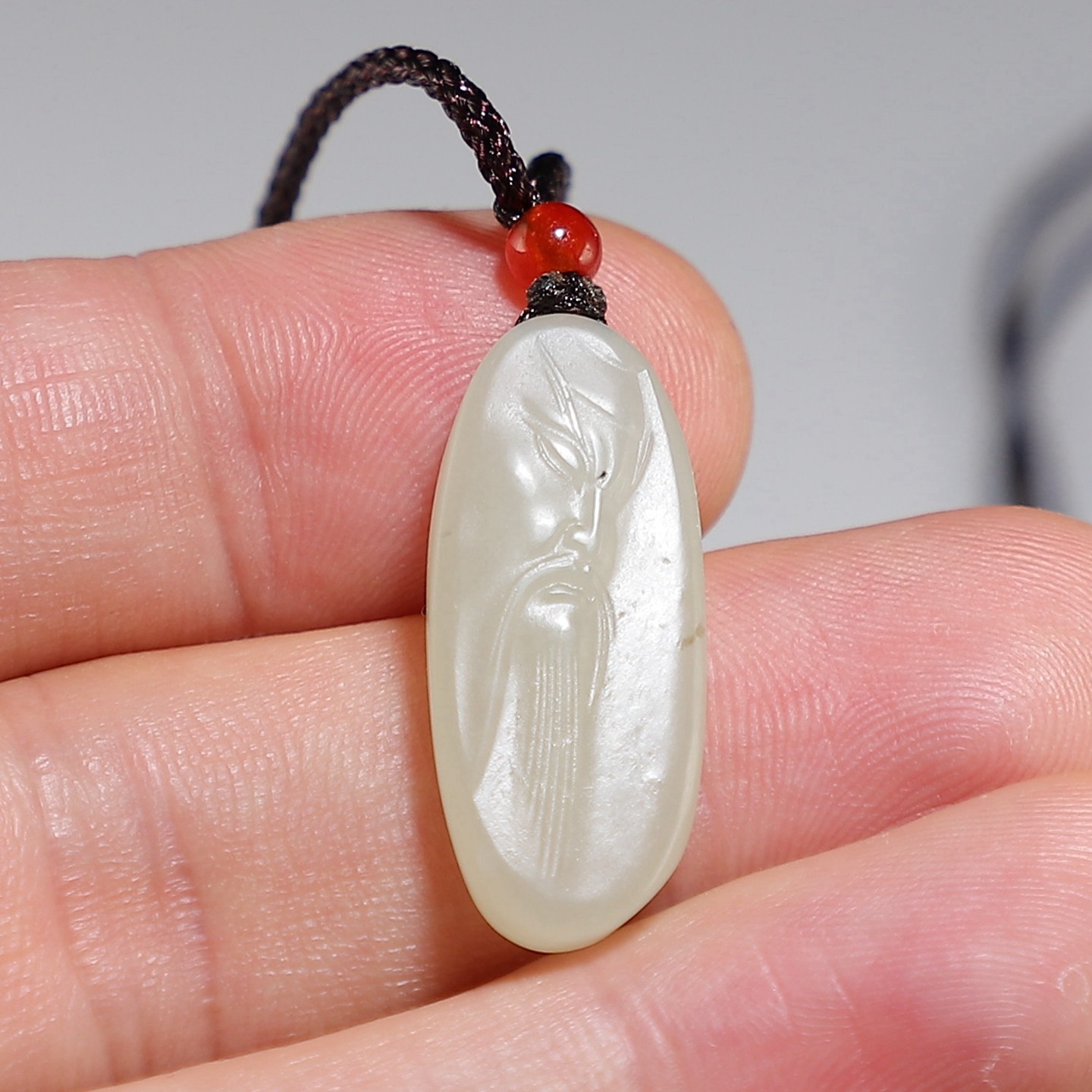 【籽料】和田玉关公挂件青白玉武财神吊坠有杂矿缺特价款楼叔孤品