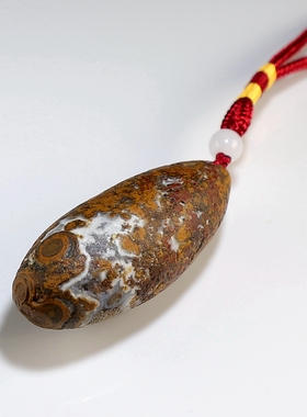 【孤品】地表玛瑙眼睛石手把件 九眼石页岩手玩件 楼叔手作