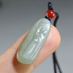 【新品特价】新疆和田玉关公小挂件 青白玉武财神吊坠 楼叔孤品