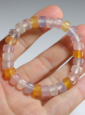 【精品】天然玛瑙手链 彩色算盘珠女款手串 楼叔孤品