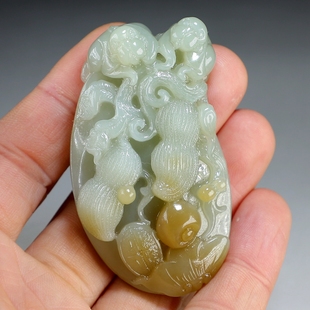 【两只小猴子】和田玉手玩件 纯手工雕刻糖青白玉把件 楼叔孤品