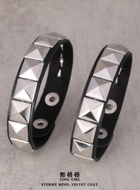 朋克哥特亚文化摇滚铆钉手环y2k甜酷辣妹音乐节窄版手链腕带手镯