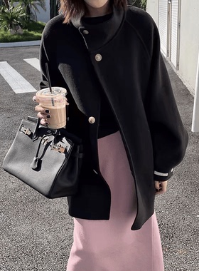 DRAN-202924时尚气质双面呢大衣韩版秋冬中长款设计师羊毛斗篷女