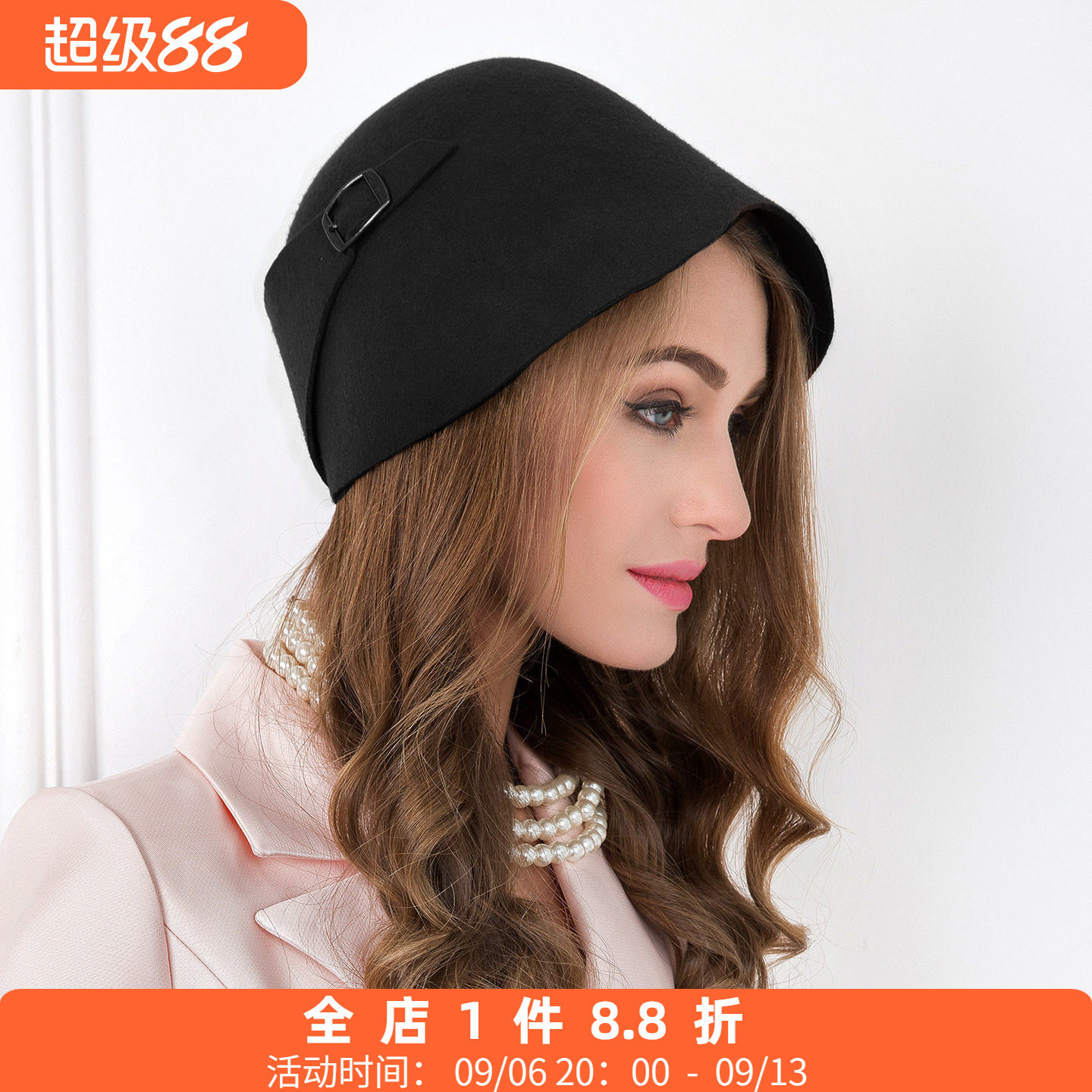 EE帽子女秋冬英伦羊毛帽秋天潮休闲百搭女士呢子帽韩版青年小礼帽