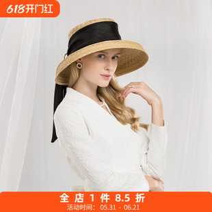 EE 草帽女沙滩日系 天然麦草大檐草帽 夏季出游休闲百搭帽子女
