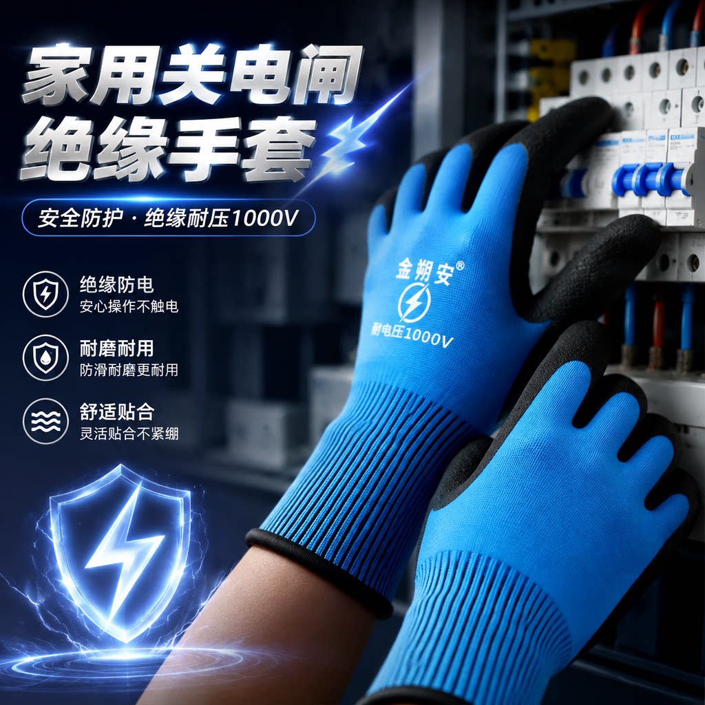 家用关电闸手套1000V绝缘防滑耐磨安全绝缘电工手套380伏透气舒适