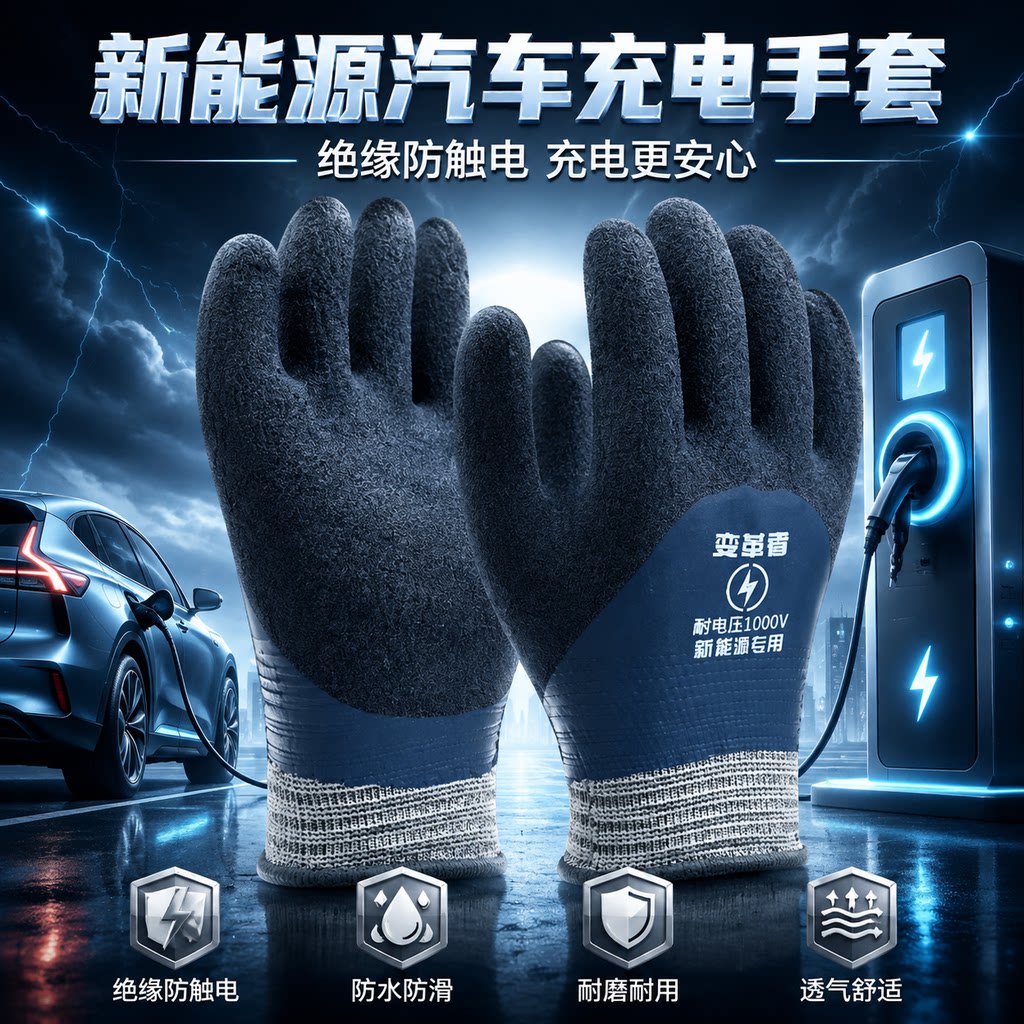 新能源汽车充电手套绝缘电工专用防水防触电低压家用灵活操作防护