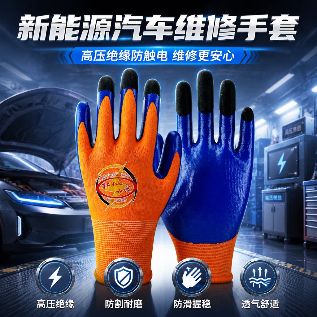 新能源汽车维修专用绝缘手套400V防触电电工耐磨防滑电工专用低压