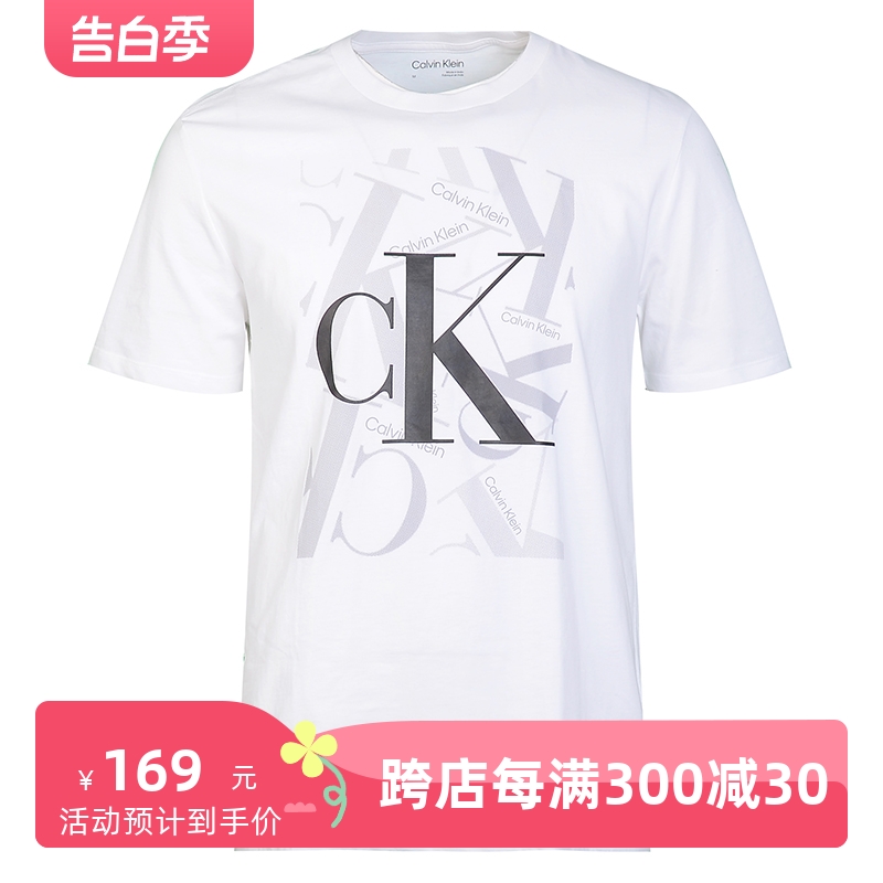 CALVIN KLEIN卡尔文克莱恩CK男字母印花新款T恤时尚圆领短袖现货