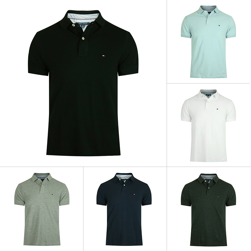 Tommy Hilfiger/湯米男翻領短袖POLO衫休閑純色純棉半袖美國直郵