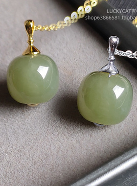 天然和田玉纯银项链吊坠