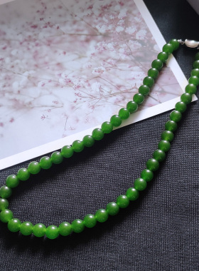 帝王绿色绿玉髓素链项链