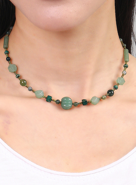 逸水红颜东陵玉女性项链锁骨链