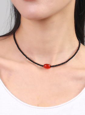 逸水红颜玛瑙女性项链锁骨链