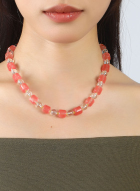 天然水晶项链民族风多巴胺锁骨链