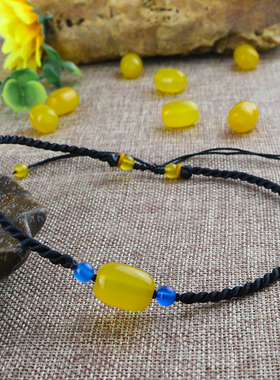 黄玛瑙百搭短款锁骨链脖子饰品