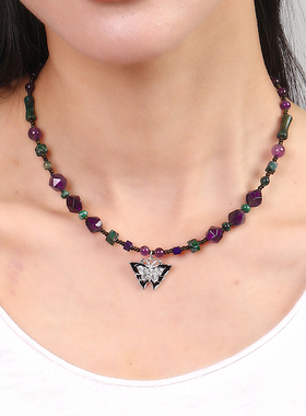 逸水红颜紫水晶女性项链锁骨链