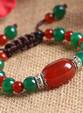 原创民族风玛瑙学生饰品水晶手链