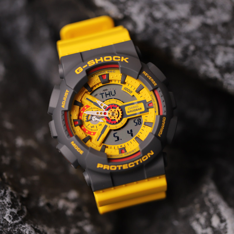 卡西欧g-shock90年代复古风格运动电子表双显ga-110y-9a四十周年