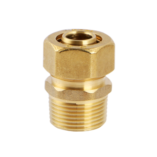 佛山日丰铝塑管外牙直通F1-1216/1418/1620全铜4分6分外丝接头