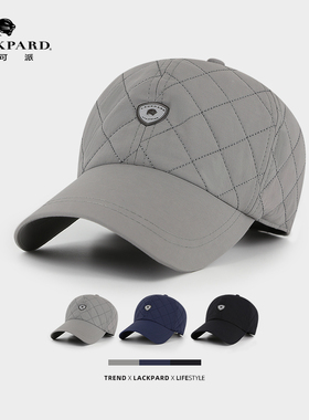 lackpard中老年棒球帽秋冬季绗棉保暖男士帽子户外夜跑防水鸭舌帽