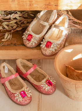 NJ童品 韩国bz 甜美水钻亮片LED灯女童加绒公主鞋春秋 冬季 y761A