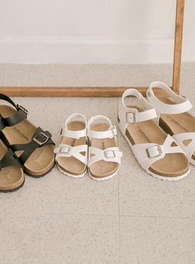 NJ童品 韩国bz童鞋 魔术贴男女儿童博肯底沙滩休闲凉鞋 夏季BK207