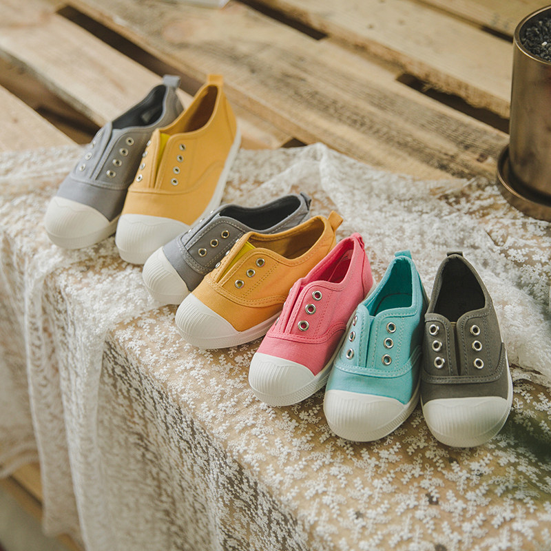 NJ童品韩国bz时尚舒适低帮儿童宝宝韩版休闲帆布防滑板鞋春秋6091