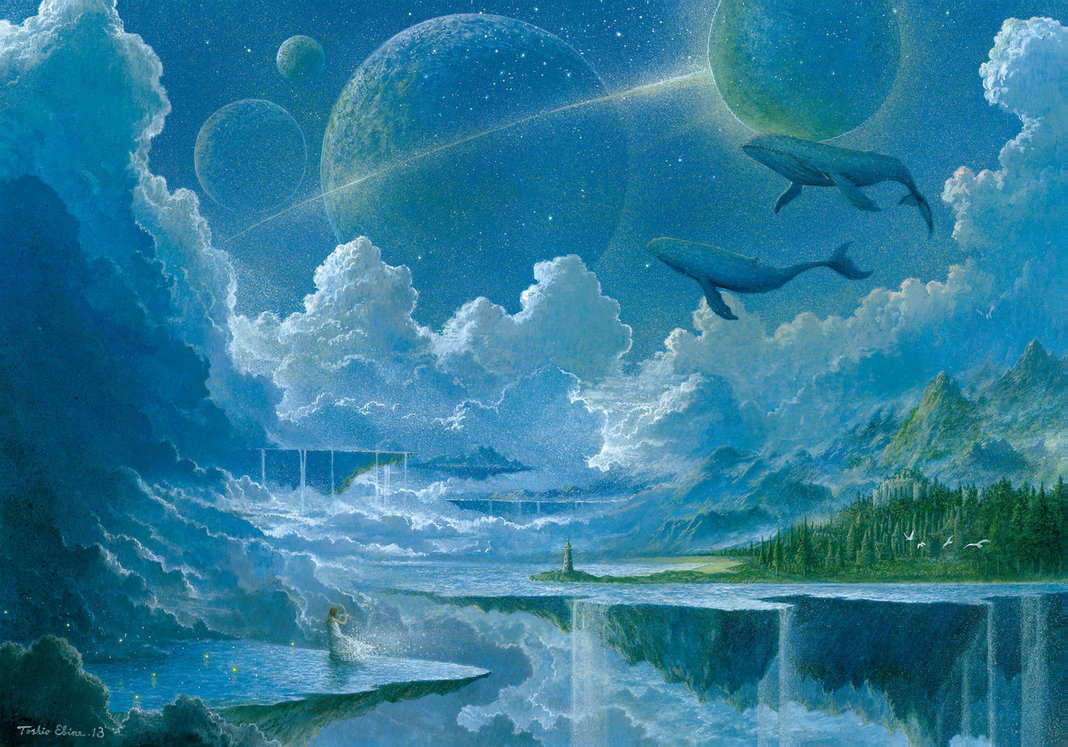 日本插画师海老根俊雄 Toshio Ebine 梦幻童话、想象绘画作品集