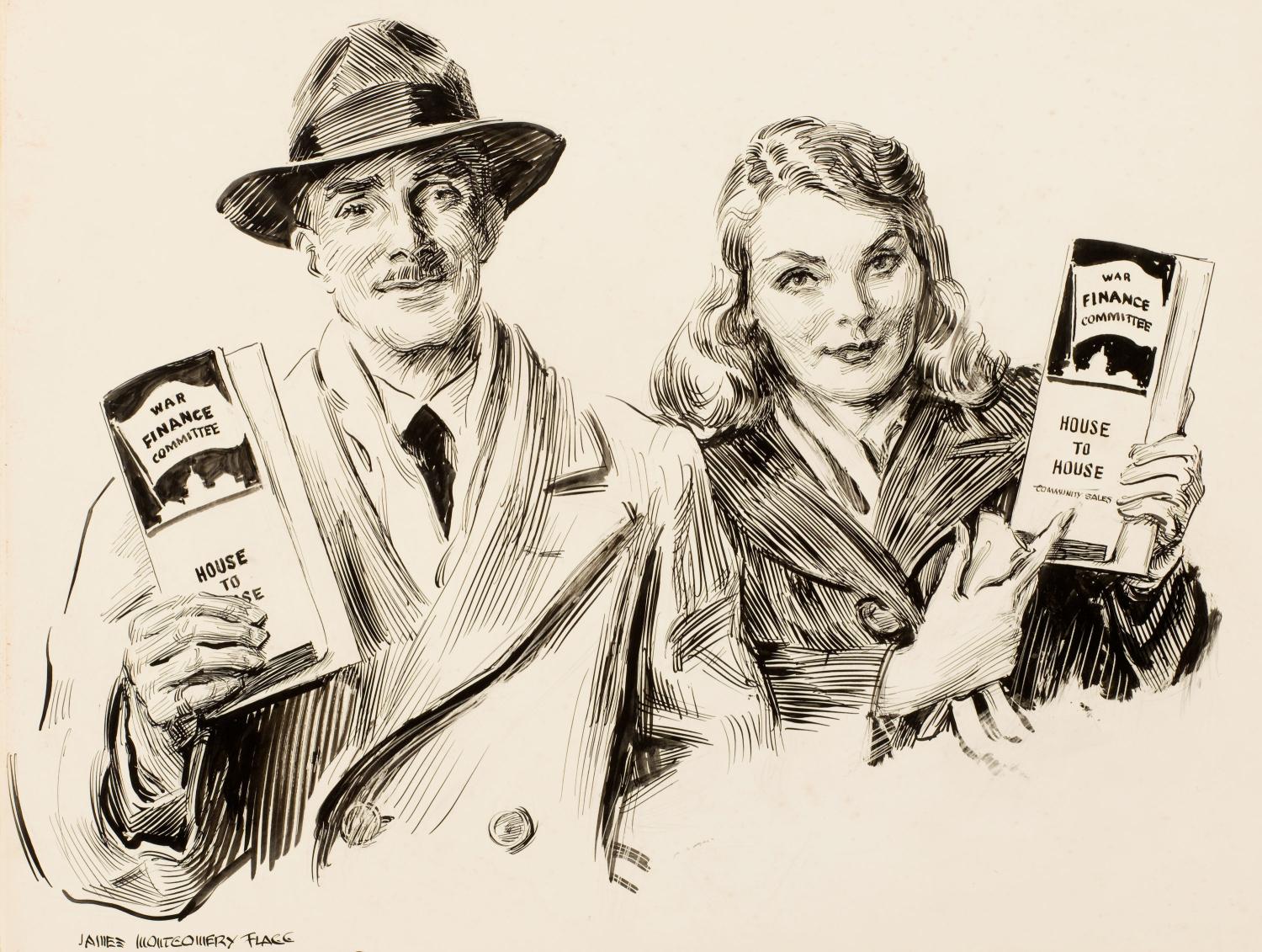 詹姆斯蒙哥马利弗拉格James Montgomery Flagg线条速写插画大图集