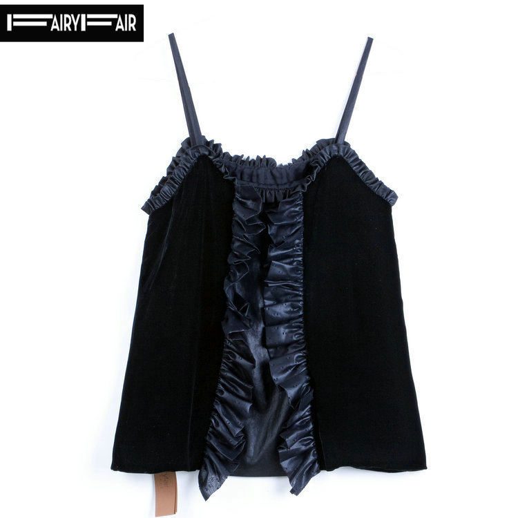 丝绒花边淑女屋吊带背心冷艳