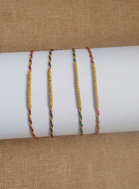 五彩绳极细红绳手链女2024夏新款本命年脚绳男手工编织情侣可调节