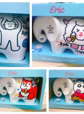 英国Luckies 可擦试记事大象创意备忘大象备忘录架陶瓷摆件礼品